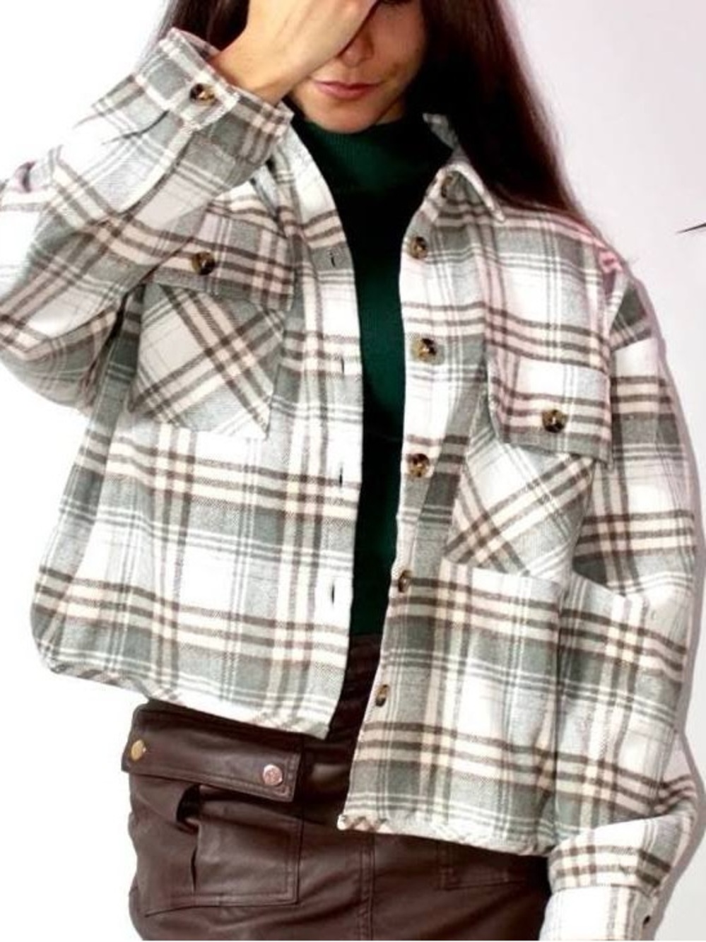 NWT Just Polly Plaid Shacket
